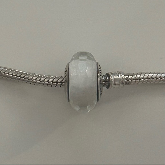 Pandora White Faceted Fascinating Glass Bead Charm - Picture 6 of 8
